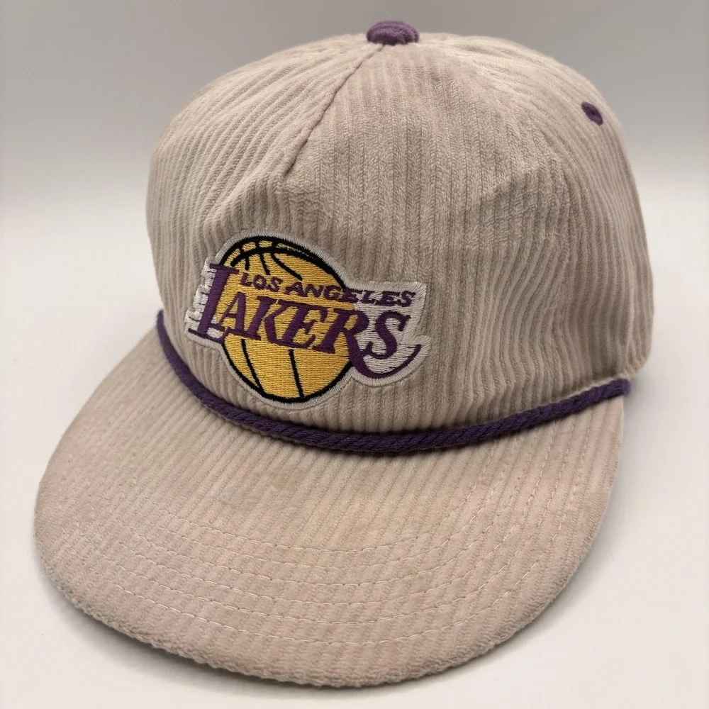 Los Angeles Lakers Corduroy Hat Melonwear Rope Snap Back Cap One Size Beige NBA